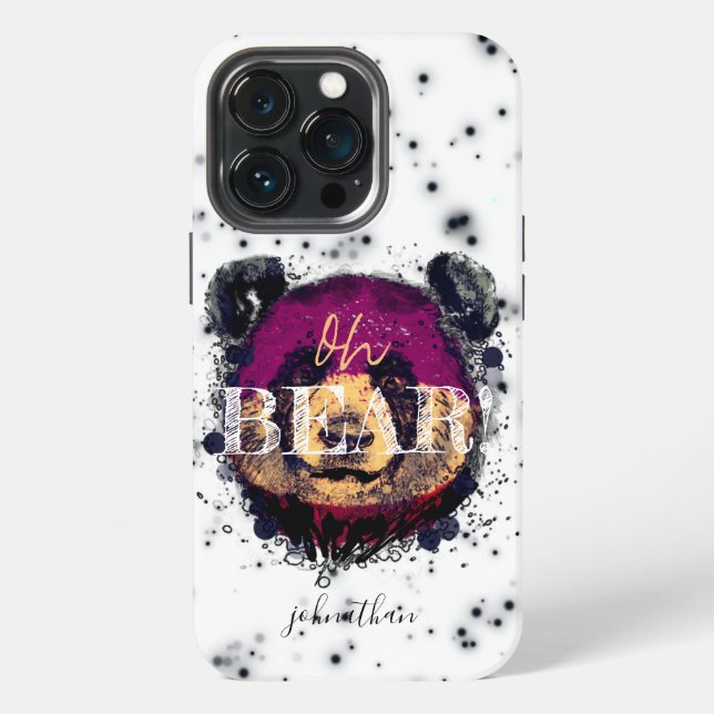 "OH BEAR" | Funny Cool Panda Monogram iPhone Hülle (Hinten)