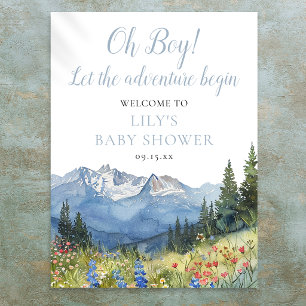 Oh Boy Abenteuer Berg Baby Shower Willkommensschil Poster