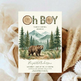 Oh Boy-Abenteuer-Wald-Bären-Baby-Party Einladung