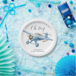 Oh Boy! Adventure Awaits Airplane Boy Baby Shower Pappteller