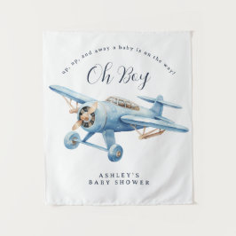 Oh Boy! Adventure Awaits Aviator Boy Baby Shower Wandteppich