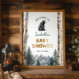 Oh Boy Adventure Begin | Woodland Bear Baby Dusche Poster