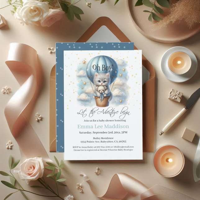 Oh Boy Adventure erwartet Kitten in Hot Air Ballon Einladung (Von Creator hochgeladen)