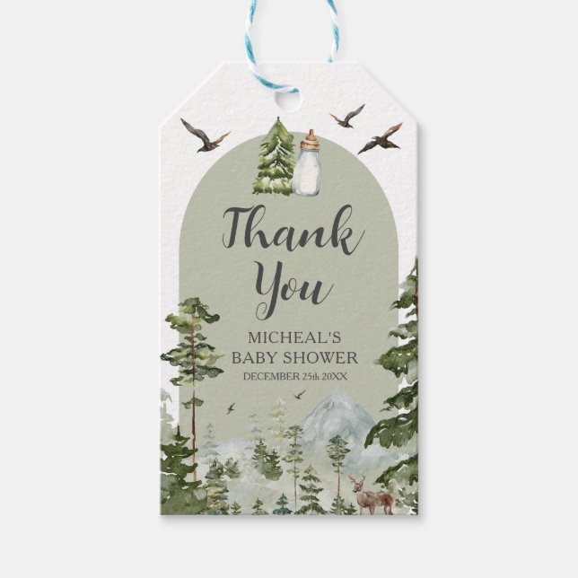 Oh Boy Adventure Pine Forest Danke Geschenkanhänger (Vorderseite)