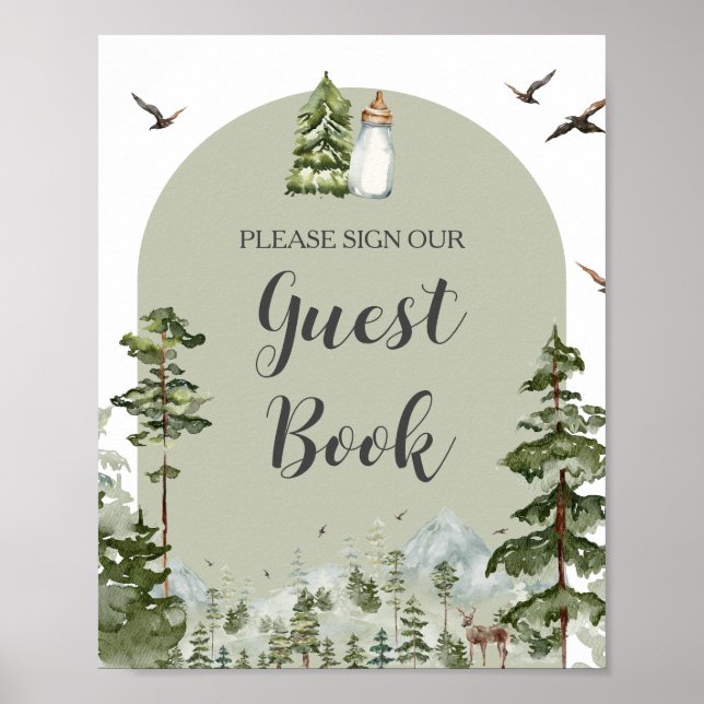 Oh Boy Adventure Pine Forest Guest Book Poster (Vorne)
