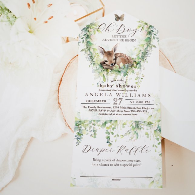 Oh Boy Adventure Woodland Greenerity Baby Shower All In One Einladung (Von Creator hochgeladen)