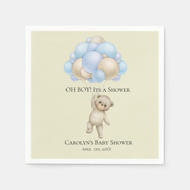 OH BOY Baby Boy Balloons | Babydusche Napkins Serviette (Vorderseite)