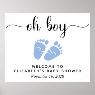 Oh Boy Baby Dusche Blue Feet Willkommen Poster
