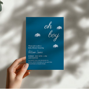 Oh Boy Baby Dusche - Niedliches Cloud Design Einladung