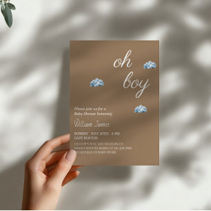 Oh Boy Baby Dusche - Niedliches Cloud Design Einladung