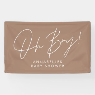 Oh Boy Baby Dusche Skript moderne natürliche Braun Banner