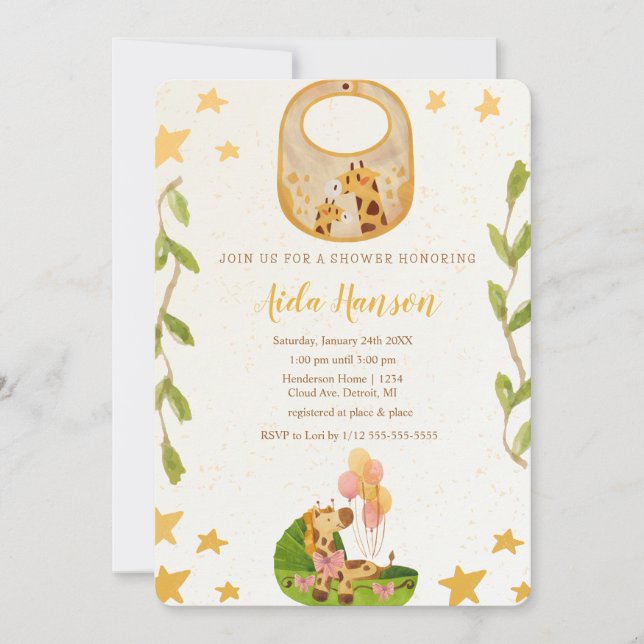 Oh Boy Baby Giraffe Baby Shower Einladung (Vorderseite)