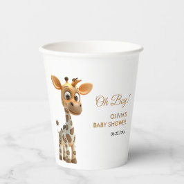 Oh Boy Baby Giraffe Niedlich Boy Baby Shower Pappbecher