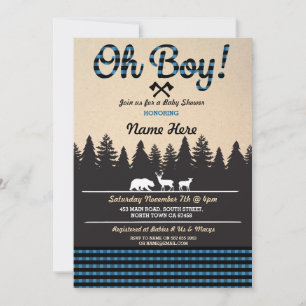 Oh Boy Baby Lumberjack Baby Dusche Blue Einladung