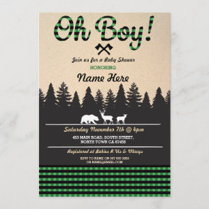 Oh Boy Baby Lumberjack Baby Showdusche Green Einla Einladung