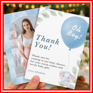 Oh Boy Baby Shower Foto Dankeskarte