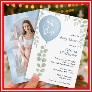 Oh Boy Baby Shower Foto Einladung
