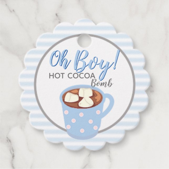 Oh Boy Baby Shower | Heiße Kakaombe Geschenkanhänger