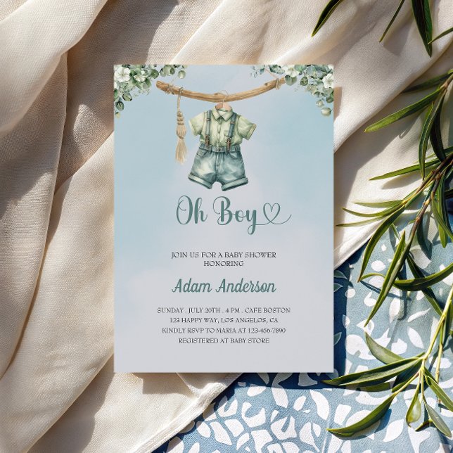 Oh Boy Baby Shower Invite - Watercolor Boy Outfit Einladung (Von Creator hochgeladen)