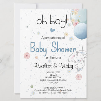 Oh boy! baby shower lindo conejito einladung