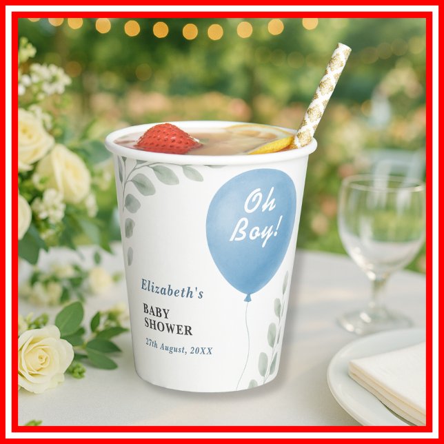 Oh Boy Baby Shower | Modern Pappbecher (Von Creator hochgeladen)