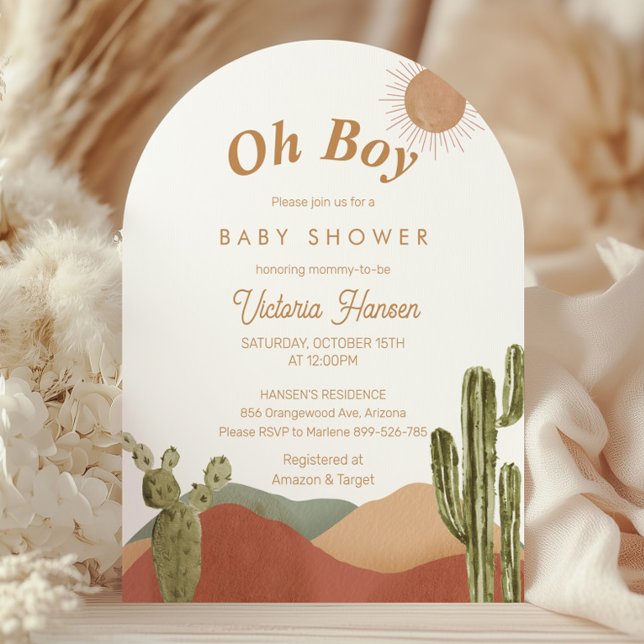 Oh Boy Baby Shower Southwestern Boho Wüste Einladung (Von Creator hochgeladen)