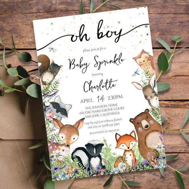 Oh Boy Baby Sprinkle Woodland Tierkreaturen Einladung (Von Creator hochgeladen)