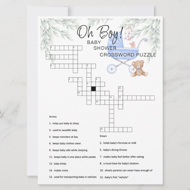 Oh Boy Baby Stoller Mobile Crossword Puzzcard (Vorderseite)