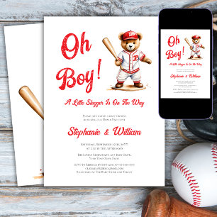 Oh Boy Baseball Babyparty Süßer Bär Einladung