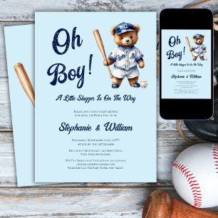 Oh Boy Baseball  Babyparty Süßer Bär Einladung