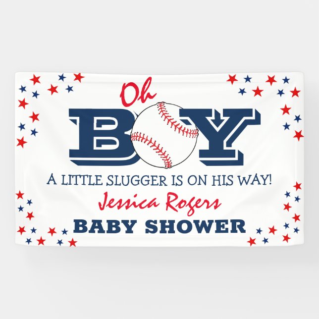 'Oh Boy' Baseball Sport Baby Dusche Banner (Horizontal)