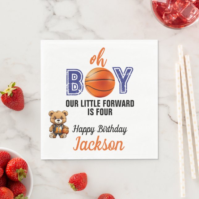Oh Boy Basketball Thema Geburtstag Serviette (Beispiel)