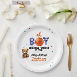 Oh Boy Basketball-Themen-Geburtstag Pappteller