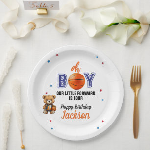 Oh Boy Basketball-Themen-Geburtstag Pappteller