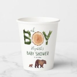 Oh Boy Bear Baby Shower Pappbecher