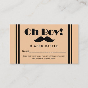 Oh Boy Black Mustache Baby Diaper Raffle Ticket Begleitkarte