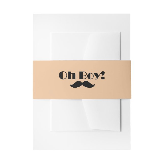 Oh Boy Black Mustache Baby Dusche Einladungsbanderole (Vorderseite Beispiel)