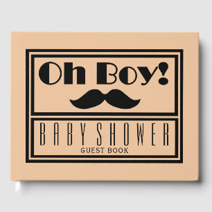 Oh Boy Black Mustache Baby Dusche Gästebuch