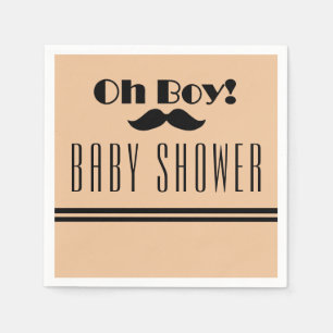 Oh Boy Black Mustache Baby Dusche Serviette