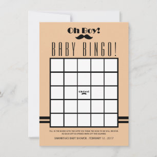 Oh Boy Black Mustache Baby Shower Bingo Einladung