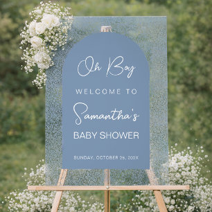 Oh Boy Blau Tor und Muster Baby Shower Willkommen Acrylschild