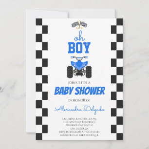 Oh Boy Blue ATV Quad 4 Wheeler Babyparty Einladung