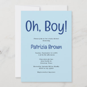 Oh Boy Blue Baby Shower Einladung