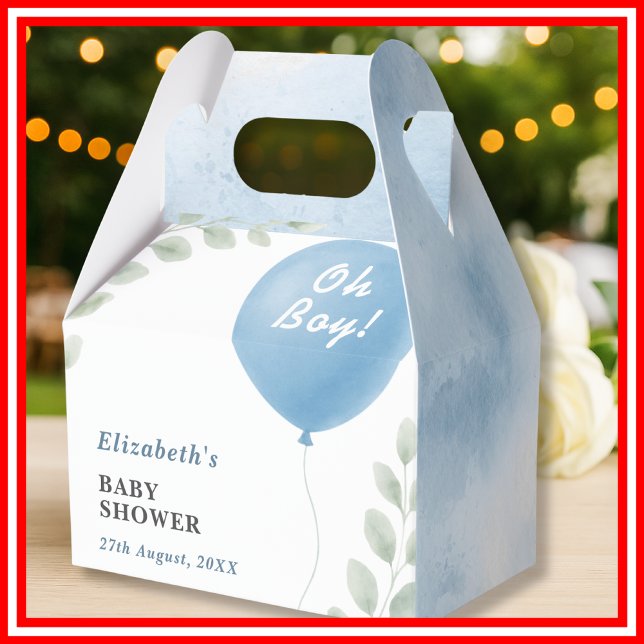Oh Boy Blue Balloon Eucalyptus Baby Shower Favor B Geschenkschachtel (Von Creator hochgeladen)