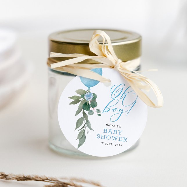 Oh Boy Blue Balloon Greenerenery Baby Shower Geschenkanhänger (Von Creator hochgeladen)