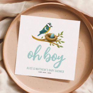 Oh Boy Blue Bird Nest Baby Dusche Serviette