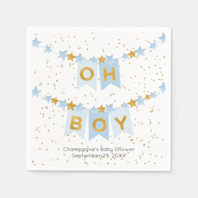 Oh Boy Blue Bunting Flags Baby Showroom Serviette (Vorderseite)