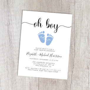 Oh Boy Blue Feet Couples Baby Dusche Einladungspostkarte