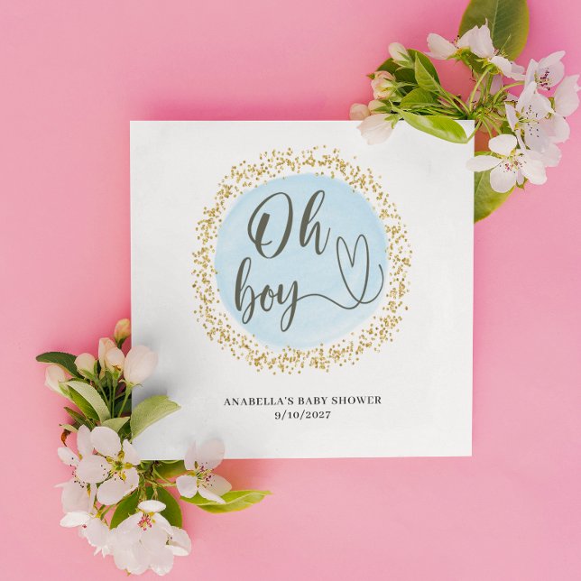 Oh Boy Blue Gold Confetti Baby Dusche Serviette (Von Creator hochgeladen)