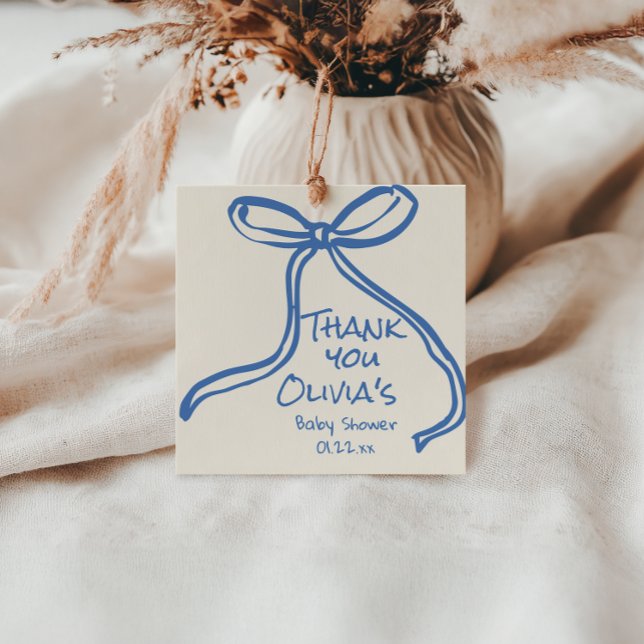 Oh Boy Blue Hand Gezeichnet Bow Baby Shower geschr Geschenkanhänger (Von Creator hochgeladen)